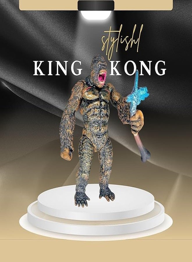 Mallexo مجسم كينغ كونغ من ماليكسو مع أسلحة ما قبل التاريخ، ألعاب للأطفال من عمر 3 سنوات فما فوق | تمثال قرد متحرك للبنات والأولاد، غودزيلا ملك الوحوش، ديكور هالوين، هدية للحفلات، مجموعة ألعاب، هدية تذكارية لأعياد الميلاد - Image 4